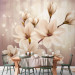 Wall Mural White magnolias - flowers on a background of lights with a pattern of purple stripes 66212 additionalThumb 6