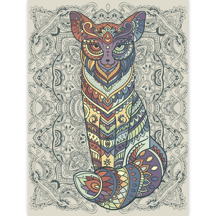 Wall Mural Animal motif - colourful fox on a light background with regular ornaments 94212 additionalImage 3