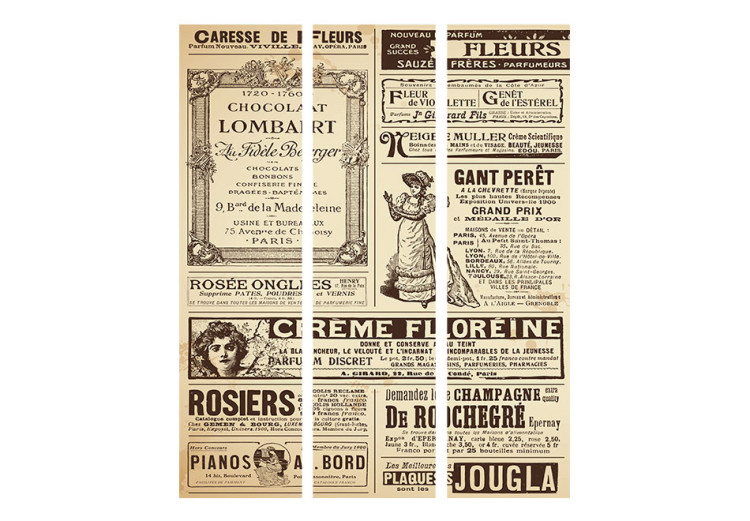 Room Divider Screen Vintage Magazines - magazine motif with French writings in retro style 95312 additionalImage 3