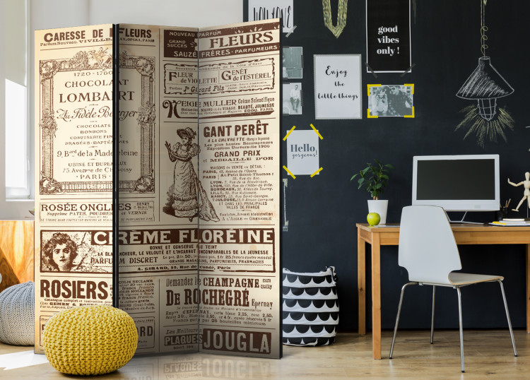 Room Divider Screen Vintage Magazines - magazine motif with French writings in retro style 95312 additionalImage 4