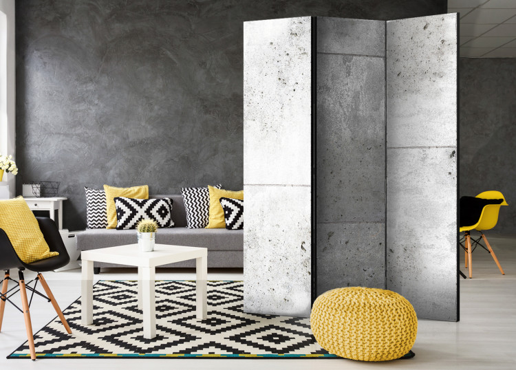 Folding Screen Concretum Murum - light texture resembling tiles of gray concrete 95412 additionalImage 4