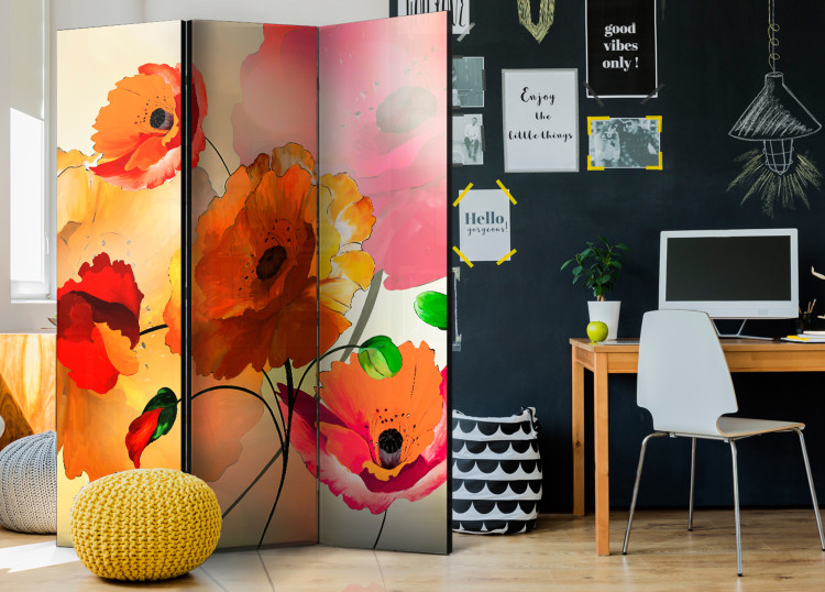 Room Divider Velvet Poppies - artistic orange and red poppy flowers 95612 additionalImage 2