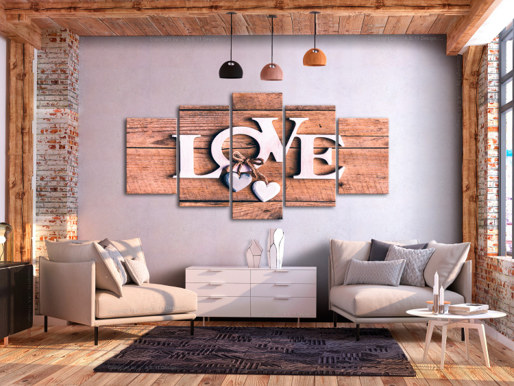 Canvas Art Print Wooden Letters (5-Parts) Wide 106922 additionalImage 3