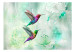 Wall Mural Coloured hummingbirds - motif of multicoloured birds in green patterns 107622 additionalThumb 1