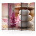 Room Separator Aromatherapy II - tower of stones next to a pink plant in Zen motif 114022