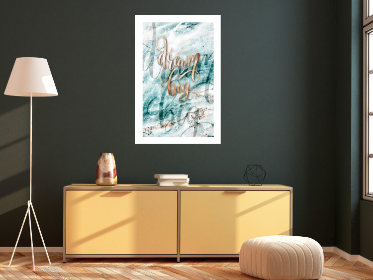 Wall Poster Dream big - composition with golden text on a marble-textured background 114322 additionalImage 2