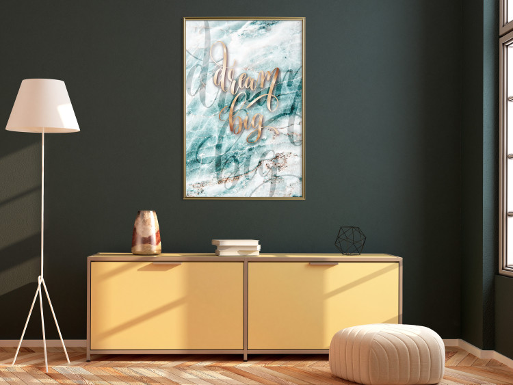 Wall Poster Dream big - composition with golden text on a marble-textured background 114322 additionalImage 7