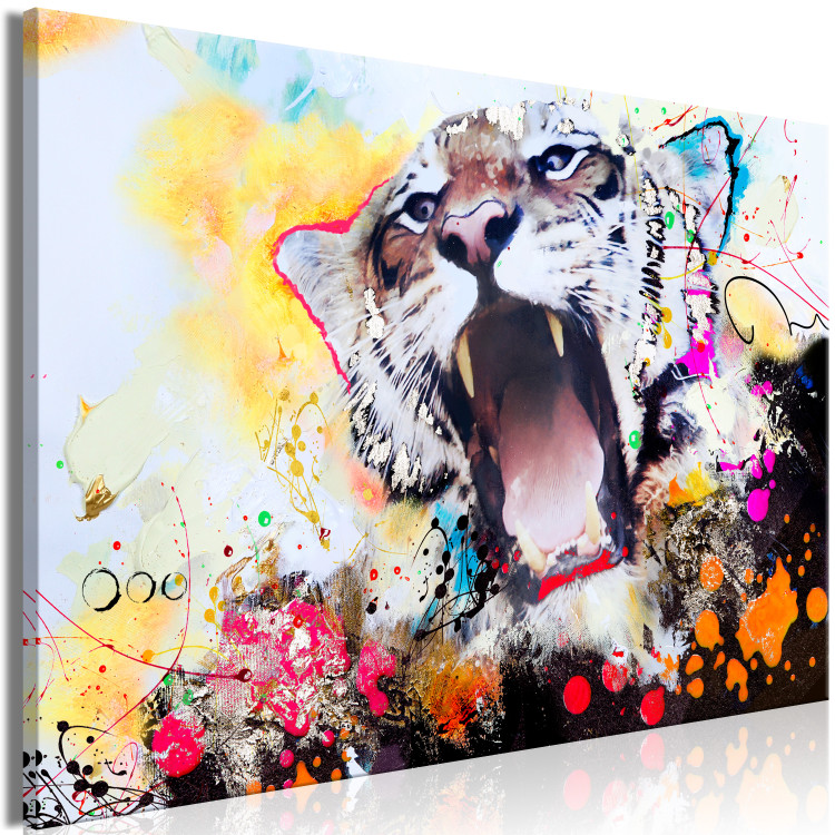 Canvas Art Print Pop Art Roar of Nature (1-part) - Animal in Explosion of Colors 114522 additionalImage 2