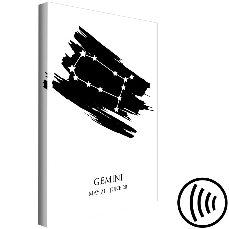 Canvas Zodiac Sign Gemini (1-Piece) - Black and White Graphic Design 114822 additionalImage 6