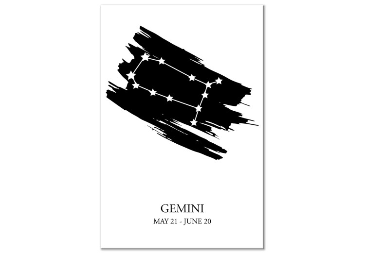 Canvas Zodiac Sign Gemini (1-Piece) - Black and White Graphic Design 114822