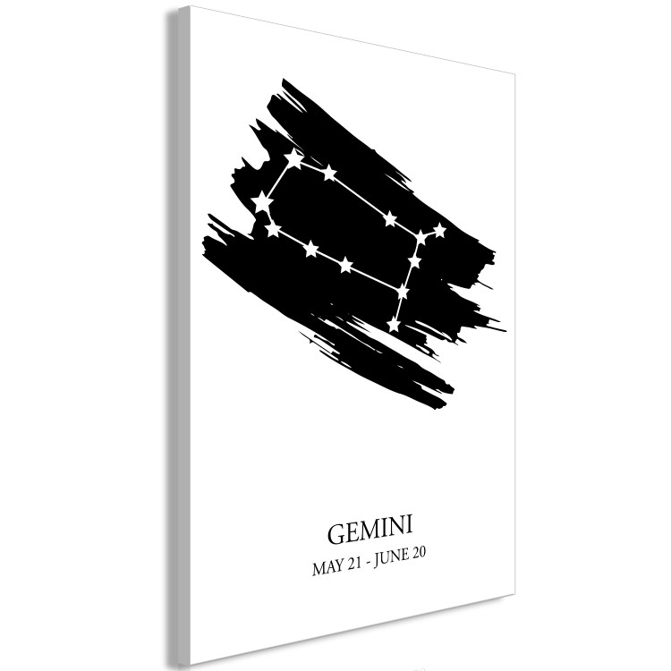 Canvas Zodiac Sign Gemini (1-Piece) - Black and White Graphic Design 114822 additionalImage 2