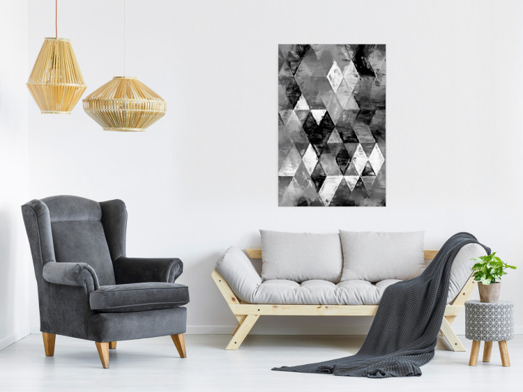 Poster Black and white rhombuses - modern composition with geometric shapes 115022 additionalImage 23