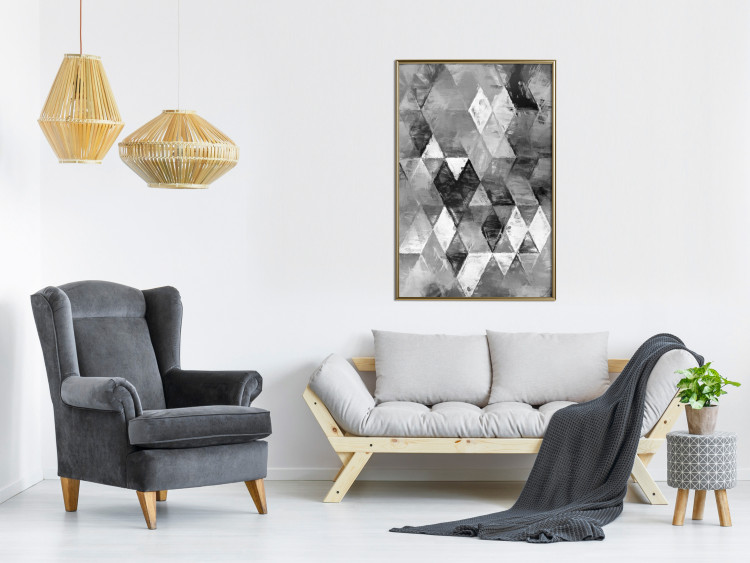 Poster Black and white rhombuses - modern composition with geometric shapes 115022 additionalImage 7