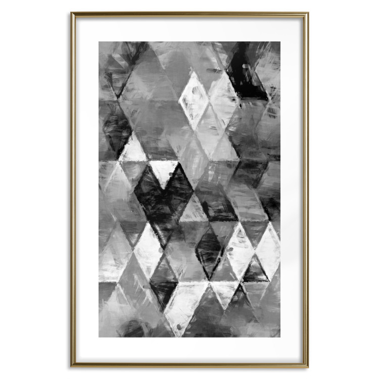 Poster Black and white rhombuses - modern composition with geometric shapes 115022 additionalImage 16