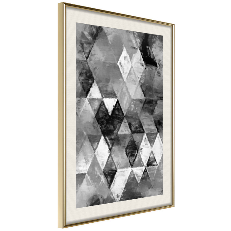 Poster Black and white rhombuses - modern composition with geometric shapes 115022 additionalImage 2