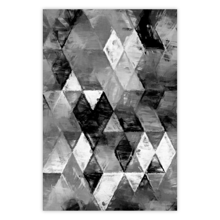 Poster Black and white rhombuses - modern composition with geometric shapes 115022