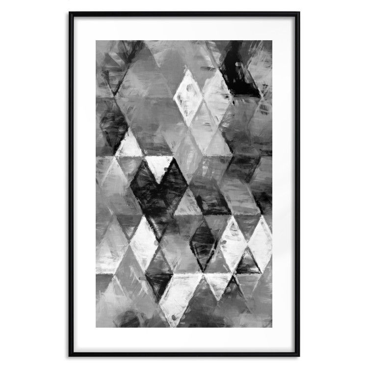 Poster Black and white rhombuses - modern composition with geometric shapes 115022 additionalImage 15