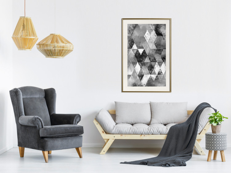 Poster Black and white rhombuses - modern composition with geometric shapes 115022 additionalImage 21