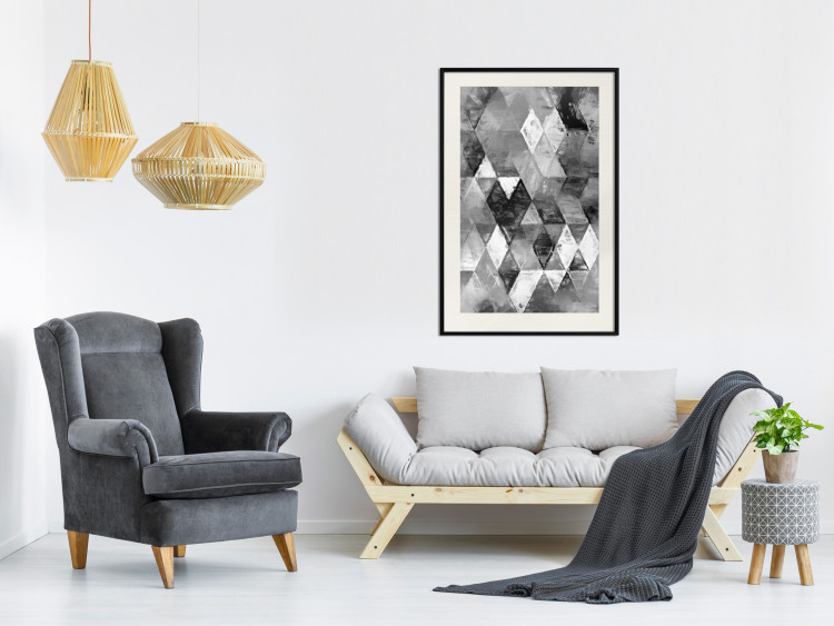 Poster Black and white rhombuses - modern composition with geometric shapes 115022 additionalImage 22