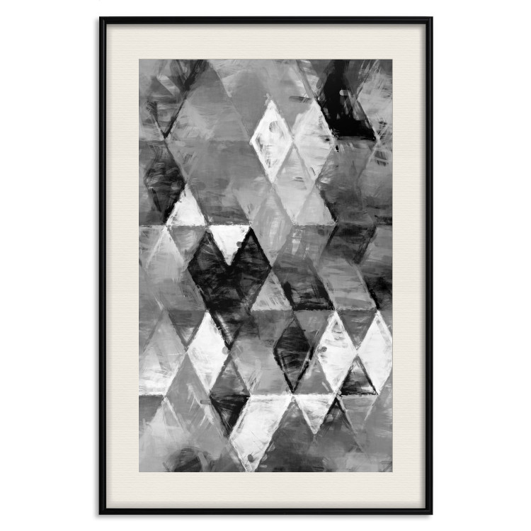 Poster Black and white rhombuses - modern composition with geometric shapes 115022 additionalImage 18