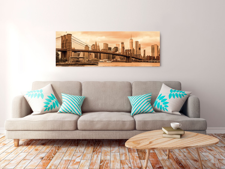 Canvas Print Manhattan in the Panorama - the famous sepia bridge in Manhattan 118622 additionalImage 3