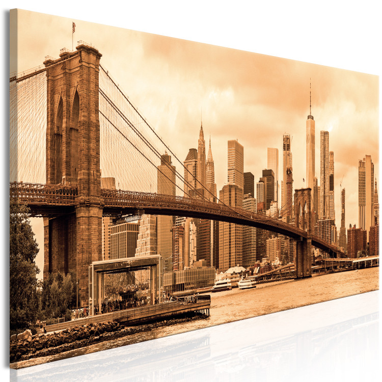 Canvas Print Manhattan in the Panorama - the famous sepia bridge in Manhattan 118622 additionalImage 2