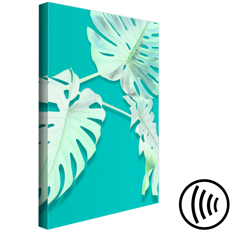 Canvas Monstera variegata - white monstera leaves on a turquoise background 122622 additionalImage 6