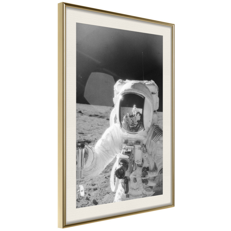 Wall Poster Cosmonaut Profession - black and white frame of the first man on the moon 123522 additionalImage 2