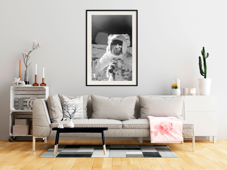 Wall Poster Cosmonaut Profession - black and white frame of the first man on the moon 123522 additionalImage 22