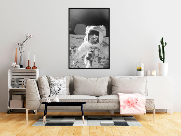 Wall Poster Cosmonaut Profession - black and white frame of the first man on the moon 123522 additionalImage 6