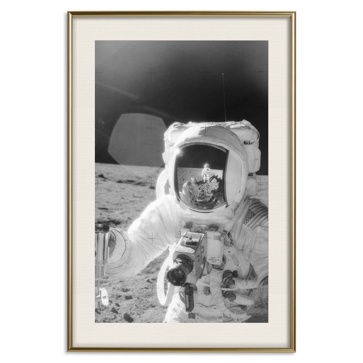 Wall Poster Cosmonaut Profession - black and white frame of the first man on the moon 123522 additionalImage 19