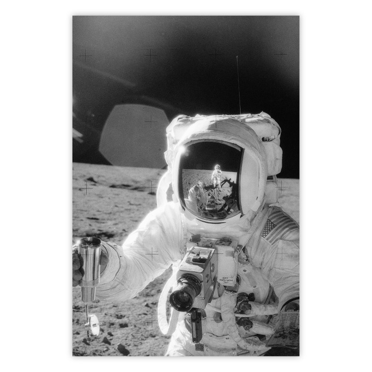 Wall Poster Cosmonaut Profession - black and white frame of the first man on the moon 123522