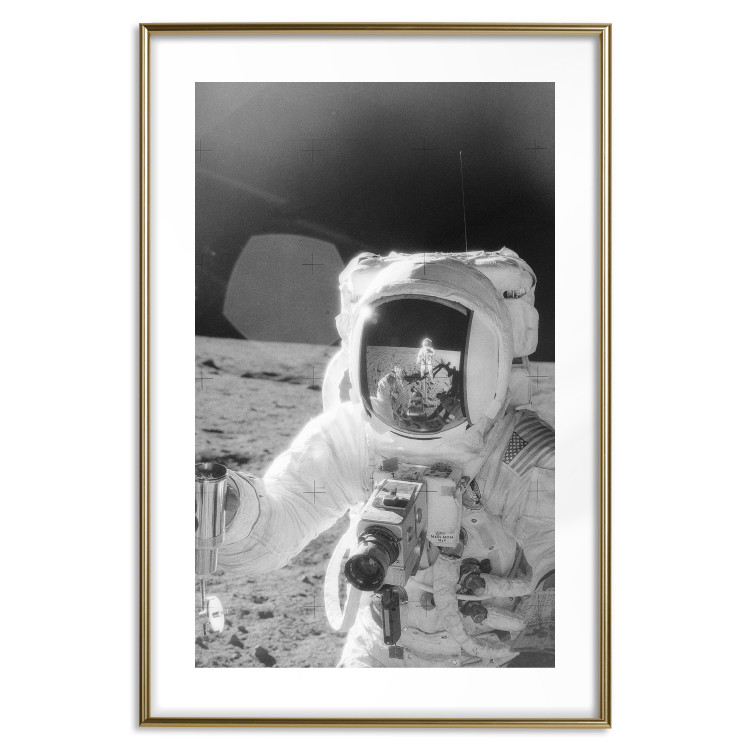 Wall Poster Cosmonaut Profession - black and white frame of the first man on the moon 123522 additionalImage 14