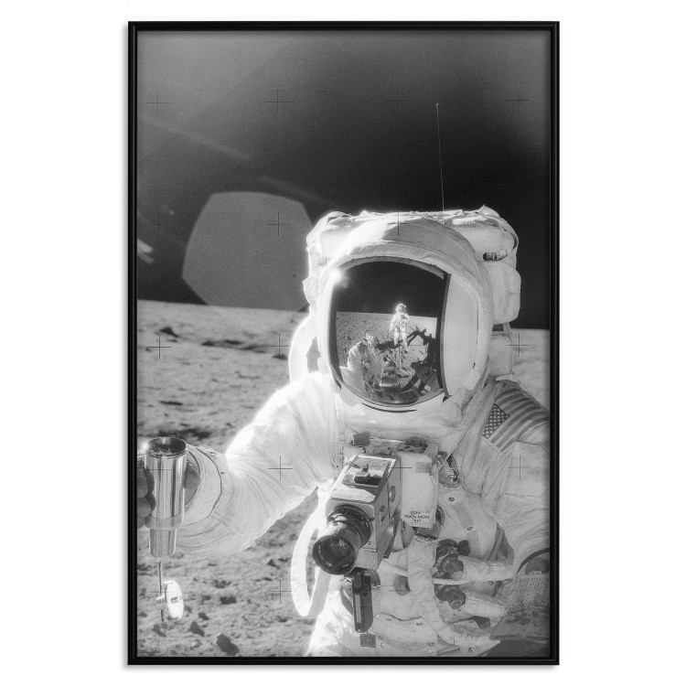 Wall Poster Cosmonaut Profession - black and white frame of the first man on the moon 123522 additionalImage 24