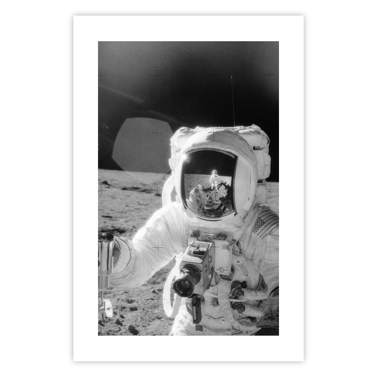 Wall Poster Cosmonaut Profession - black and white frame of the first man on the moon 123522 additionalImage 25