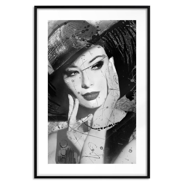 Wall Poster Diva - black and white portrait of woman with expressive lips and eyes 123922 additionalImage 15