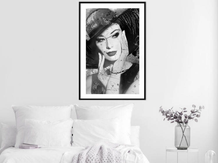 Wall Poster Diva - black and white portrait of woman with expressive lips and eyes 123922 additionalImage 4