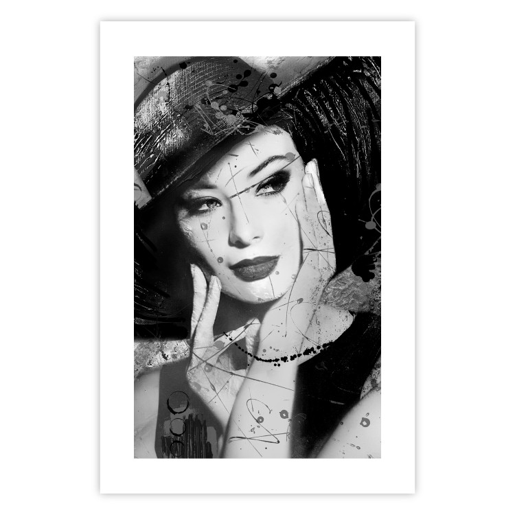 Wall Poster Diva - black and white portrait of woman with expressive lips and eyes 123922 additionalImage 19