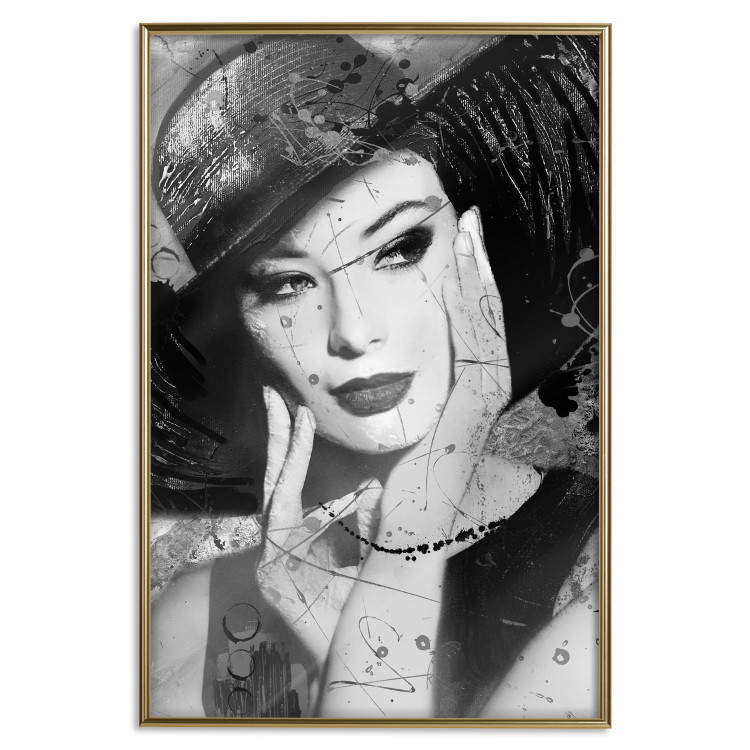 Wall Poster Diva - black and white portrait of woman with expressive lips and eyes 123922 additionalImage 16