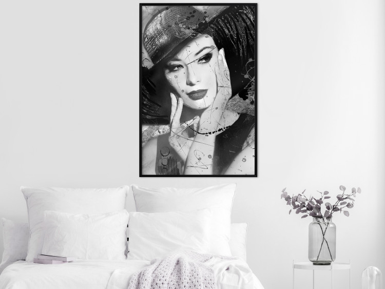 Wall Poster Diva - black and white portrait of woman with expressive lips and eyes 123922 additionalImage 3