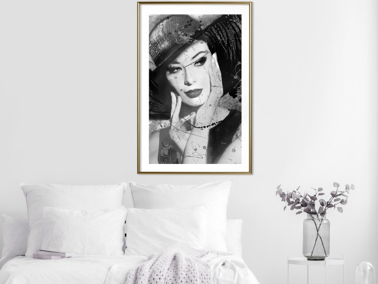 Wall Poster Diva - black and white portrait of woman with expressive lips and eyes 123922 additionalImage 13
