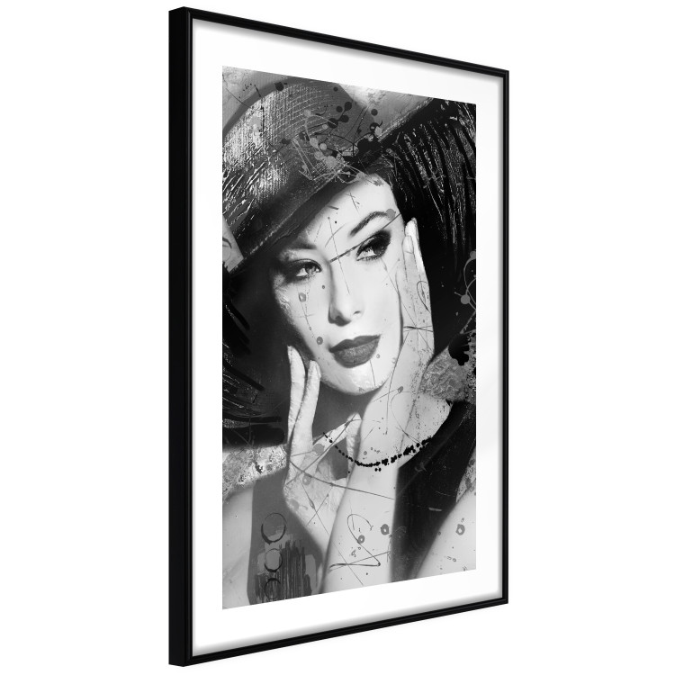 Wall Poster Diva - black and white portrait of woman with expressive lips and eyes 123922 additionalImage 11