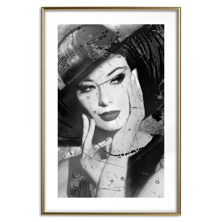 Wall Poster Diva - black and white portrait of woman with expressive lips and eyes 123922 additionalImage 14
