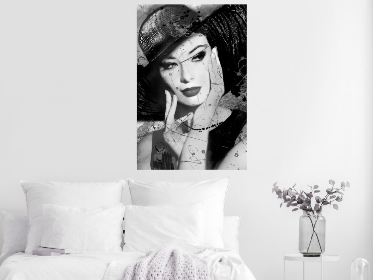 Wall Poster Diva - black and white portrait of woman with expressive lips and eyes 123922 additionalImage 17