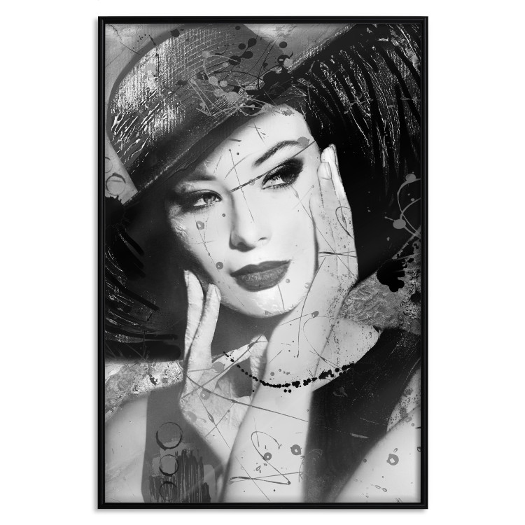 Wall Poster Diva - black and white portrait of woman with expressive lips and eyes 123922 additionalImage 18