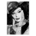 Wall Poster Diva - black and white portrait of woman with expressive lips and eyes 123922