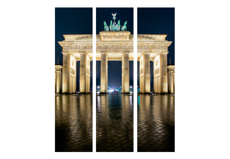 Room Separator Berlin by Night (3-piece) - historic Brandenburg Gate after dark 124222 additionalImage 3