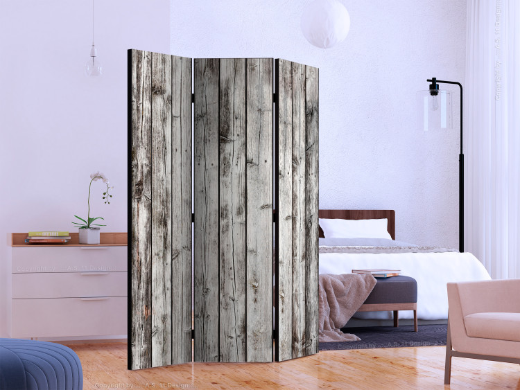 Folding Screen Raw Boards (3-piece) - retro-style wooden texture background 124322 additionalImage 2