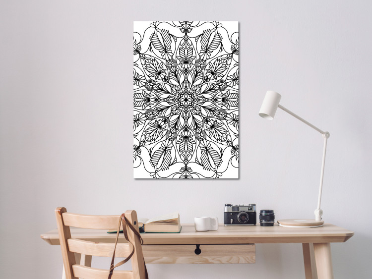 Canvas Mandala - black oriental pattern on white background 124422 additionalImage 3
