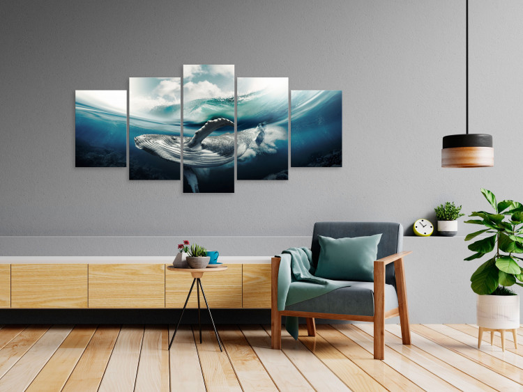 Canvas Print Mighty Whale (5 Parts) Wide Blue 126122 additionalImage 3